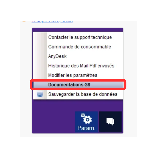 Sélectionnez "Documentation G8"