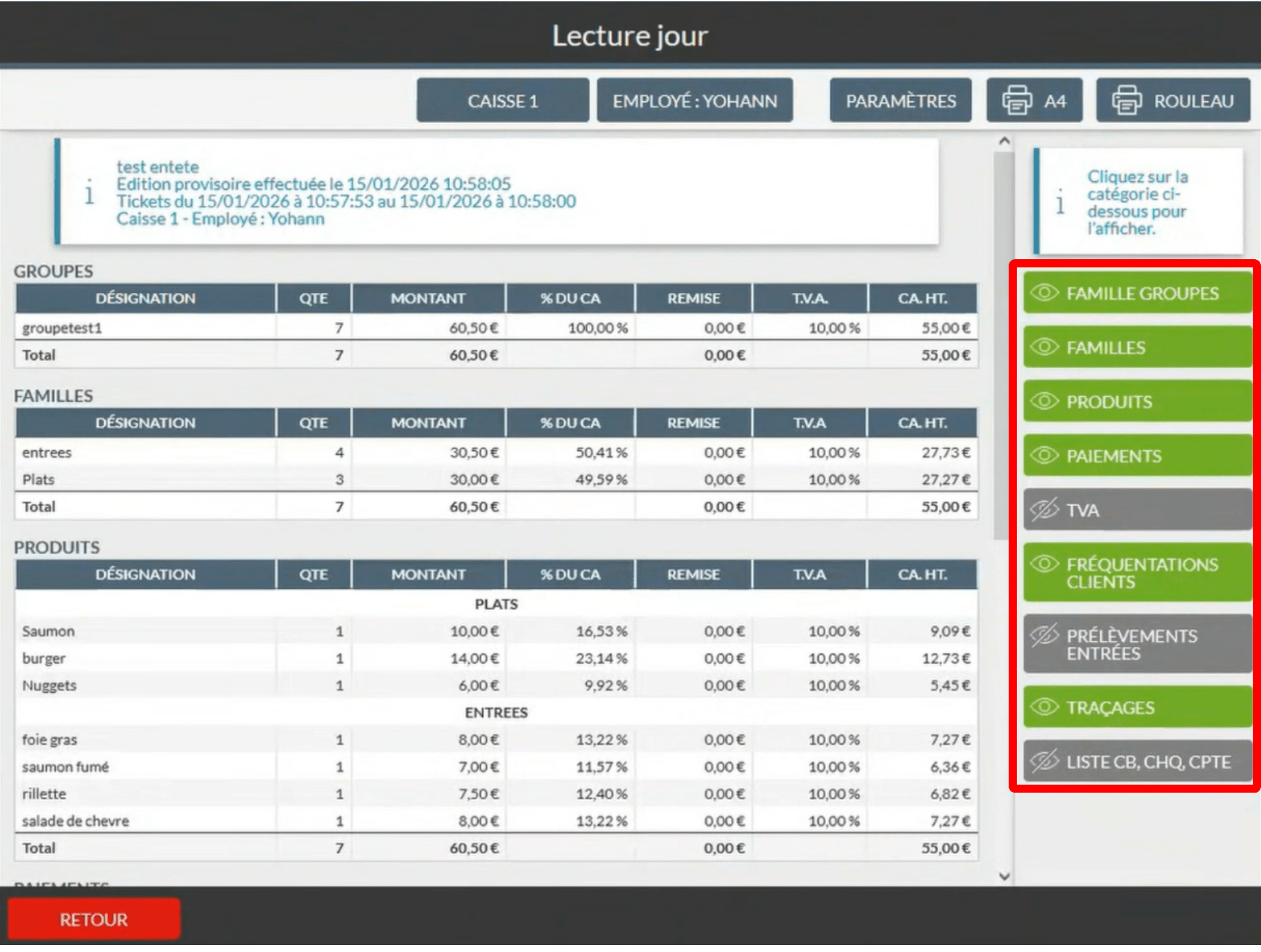 Affichez l'essentiel de votre lecture jour (X de caisse) grâce à votre logiciel Bimedia !