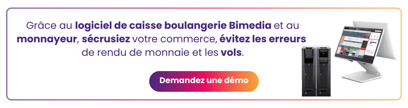 Grâce au logiciel de caisse boulangerie Bimedia et au monnayeur, sécrusiez votre commerce, évitez les erreurs de rendu de monnaie et les vols.