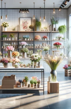 Intérieur d'un magasin de fleurs moderne et bien éclairé