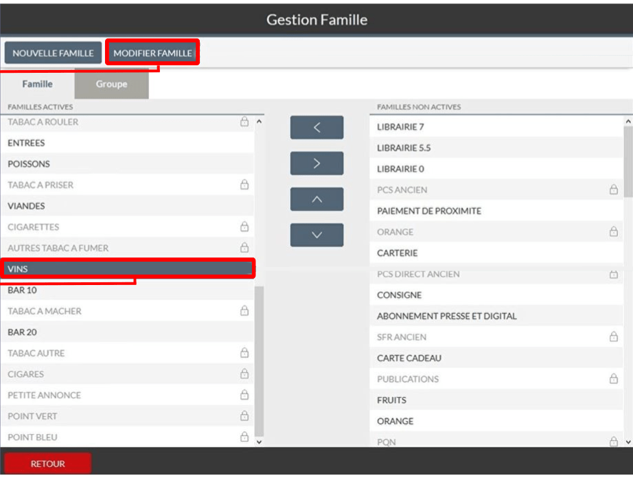 Gestion des familles et des groupes pour gestion des formules promotionnelles pour logiciel de caisse