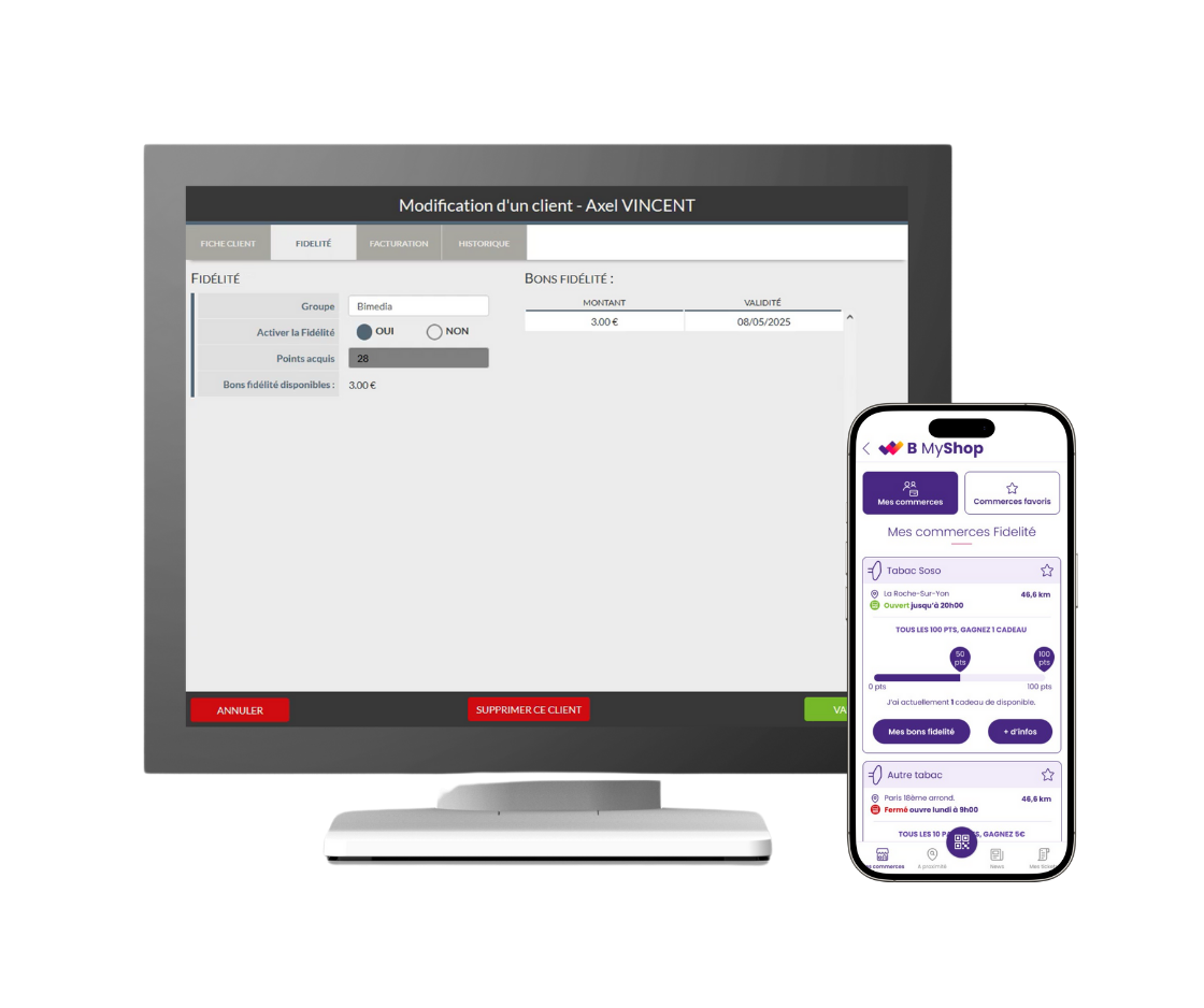 Module fidélité logiciel de caisse Bimedia