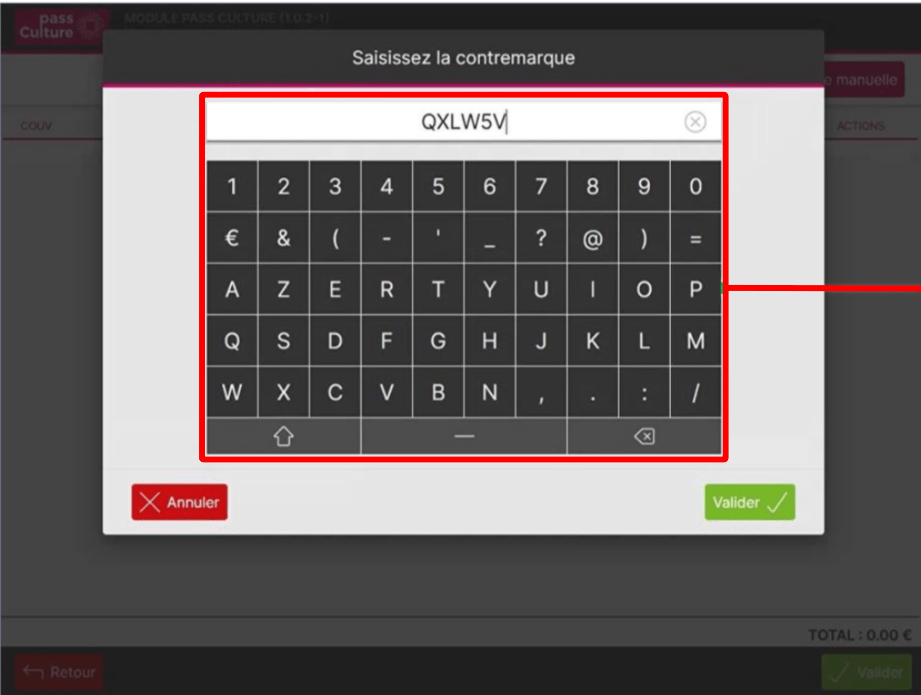 Saisissez les caractères présents sur le QR code de votre client puis validé