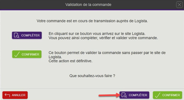 Transmission de votre commande Bimedia auprès de Logista, elles sont ensuite synchronisées
